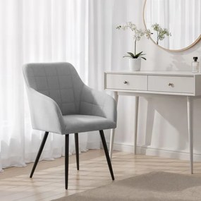 Sada šiestich jedálenských stoličiek LUXANO Lumos zamatové, svetlosivé / čierne nohy (6 ks)