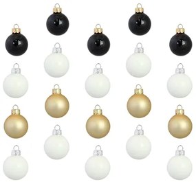 Set vianočných ozdôb v bielej, zlatej, čiernej farbe