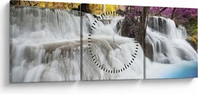 Obraz Erawan vodopádu v lese (s hodinami) (90x30 cm)