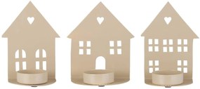 IB Laursen Svietnik na čajové sviečky TEALIGHT HOUSE FACADE, krémový