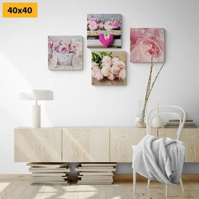 Set obrazov kvety vo vintage štýle - 4x 60x60