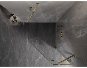 Mexen Lunar, päťuholníkový sprchový kút naklápací vpravo 80 x 100 cm, 8mm číre sklo, zlatý profil, 831-080P-100L-50-00-P