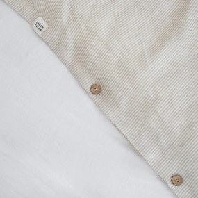 Bielobéžové ľanové obliečky na jednolôžko 140x200 cm – Linen Tales