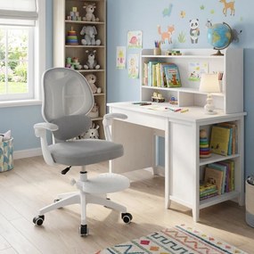 Detská otočná stolička Neoseat JUNI 009 s podnožou — látka, sivá