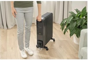 Sencor - olejový ohrievač s 11 rebrami 1000/1200/2400W/230V Wi-Fi čierny