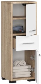 Kúpeľňová skrinka FIN 30 2D 1SZ 85 cm dub sonoma / biela