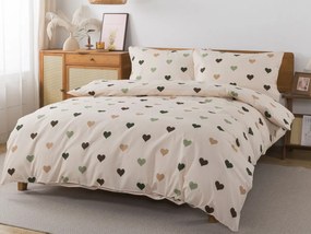 XPOSE® Francúzske bavlnené Renforcé obliečky SRDCOVKA DUO - béžové