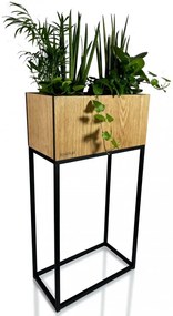 Dekoračný vysoký kvetináč z hladkého prírodného dubu LOFT FIORINO 42X22X80 cm