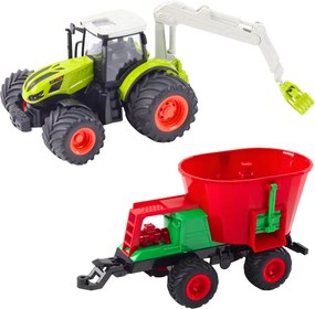 LEAN Toys Poľnohospodársky traktor so sejacím zariadením a otočným uchopovačom, diaľkovo ovládaný 2,4 GHz