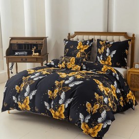 Obliečky z mikrovlákna GOLD BUTTERFLY čierne Rozmer obliečky: 70 x 90 cm | 140 x 200 cm