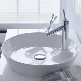 DURAVIT Cape Cod okrúhle umývadlo na dosku s ostrovčekom pre batériu, bez prepadu, priemer 480 mm, biela, s povrchom WonderGliss, 23284800001