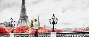 Obraz - Milenci v Paríži (120x50 cm)