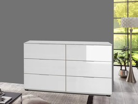 Zásuvková komoda New York D, biela / biely lesk