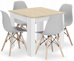 Set štvorcový stôl 80x80 dub sonoma + 4 stoličky OSAKA sivá
