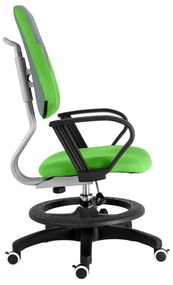 Detská rastúca stolička s podnožou BAMBINO – látka, šedo-zelená