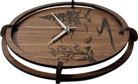 Drevené nástenné hodiny s motívom lesa – moderný dizajn | SENTOP HDF0588-ORECH-WENGE