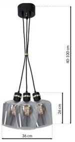 Luster na lanku RICHMOND 3xE27/60W/230V