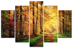 Obraz na plátně pětidílný Lesní podzim - 100x70 cm