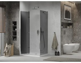 Mexen Lima, sprchový kút so skladacími dverami 70 (dvere) x 110 (stena) cm, 6mm šedé sklo, chrómový profil + slim sprchová vanička biela + chrómový sifón, 856-070-110-01-40-4010