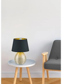 Čierna stolová lampa z keramiky a tkaniny Trio Luxor, výška 35 cm