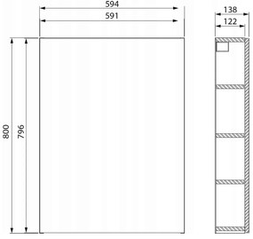 Cersanit City, závesná skrinka 60x14x80 cm, biela lesklá, S584-021-DSM
