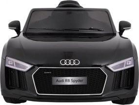 Ramiz Elektrické autíčko Audi R8 Spyder pre deti lakované čierne + diaľkové ovládanie + EVA + pomalý štart + rádio MP3 + LED