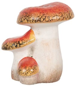 Bielo-červená keramická dekorácia huba Muchotrávka - 10*9*12 cm
