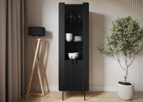 Vitrína Malmi 60 cm štvordverová - čierny mat / čierne nohy