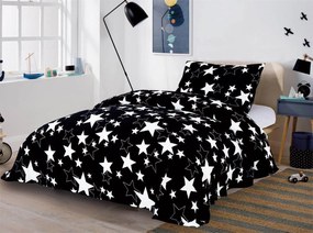 2-dílné povlečení hvězdy mikroplyš černá bílá 140x200 na jednu postel