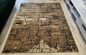 HU Hnedý  koberec Loft Loft-265 vzor suchá zem Rozmer: 60x100 cm