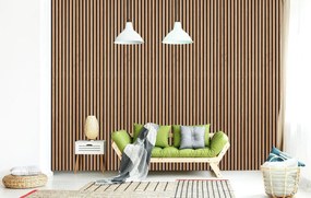 Drevený akustický panel, 2400 x 600 mm, čierny podklad, balenie 5 ks, dub sonoma