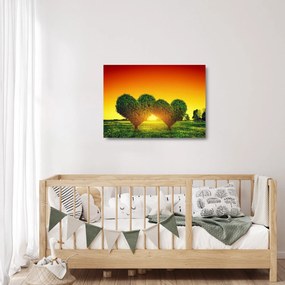 Sklenený obraz - Srdce v korunách stromov (70x50 cm)