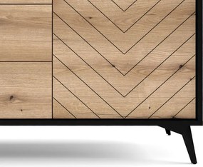 Široká komoda so zásuvkami Diamond, čierna/dub