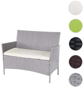 Polyratanová záhradná lavica Halden - sivá, vankúš krémová