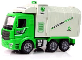 Lean Toys Veľké zelené smetiarske auto