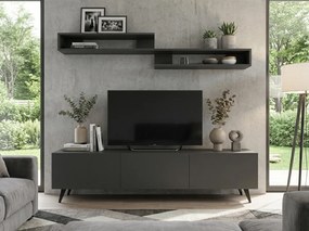 TV stolík MIYA 150 cm s nástennou policou, antracitový