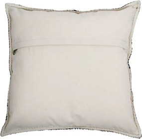 Kožený vankúš čierna / biela z hovädzej kože lemovaný stehom - 45 * 45 * 15cm