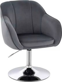 LuxuryForm DESIGN Stolička AVOLA VELUR na striebornom tanieri - tmavosivá
