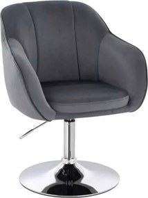 LuxuryForm DESIGN Stolička AVOLA VELUR na striebornom tanieri - tmavo šedá