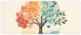 Obraz – Duálny strom s motýľom (120x50 cm)