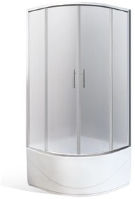 Štvrťkruhový sprchový kút FAMILY NEO v sete s hlbokou vaničkou 80 x 80 cm Brillant Sklo MATT GLASS Univerzální