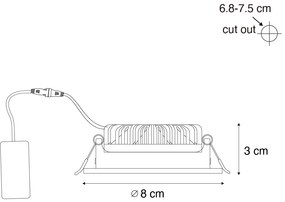 Sada 6 zapustených bodových svetiel čierna, naklápateľná 8,2 cm vrátane LED stmievateľných do teplej farby IP54 Ultra Slim - Pupil