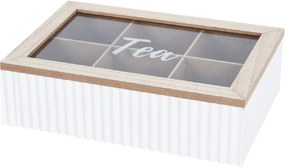 Koop Dóza na čaj so šiestimi priehradkami biela