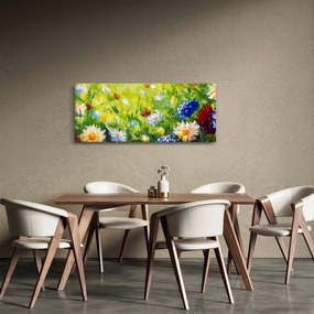 Obraz rozkvitnutej lúky, olejomaľba (120x50 cm)