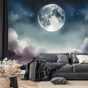 Fototapeta nočná obloha s mesiacom a mrakmi