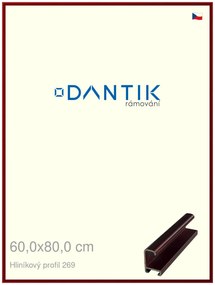 DANTIK rám na obraz 60x80 | ALU Červená Rubin broušená (Plexi Čiré)