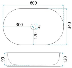 REA-U6526 - Umyvadlo na dosku VANDA 34x60 cm keramika/lesklá biela