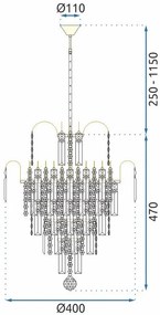 Toolight, závesné krištáľové svietidlo 6xE14 312358, zlatá, OSW-00684