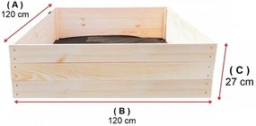 Prírodný vyvýšený drevený záhon 120 x 120 x 27 cm