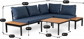 Záhradný set Necasario (námornícka modrá + čierna) (pre 4 osoby). Akcia -14%. Vlastná spoľahlivá doprava až k Vám domov. 1119340